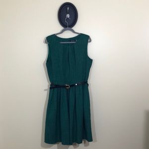 Ellen Tracy Sleeveless Belted Pleated Dress